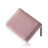 [PURCHIC] ミニ財布 二つ折り財布 財布 レディース 本革 コンパクト 軽量 薄型 スキミング防止 お札が折れない (ピンク)