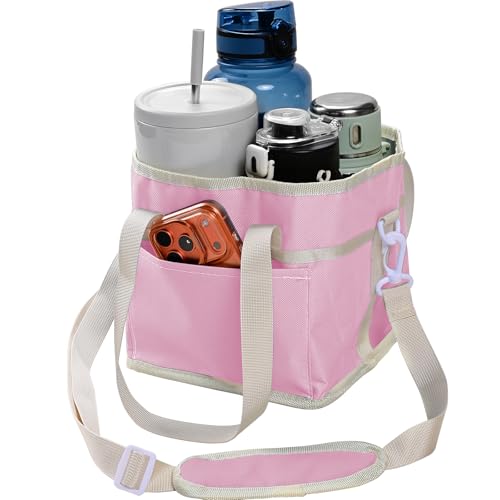Drink Carrier Bag, 4 Compartment Drink Bag, Insulated 4 Cup Holder Bag with Handle &Strap, Family Multi Tumbler, Water Bottle Carrier Caddy, Reusable Beverage Carrier Tote for Travel (Pink) by ZYTONGMAO - Used condition - US$9.99