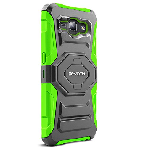 Evocel Galaxy J1 (2015) Case, [New Generation Series] Belt Clip Holster, Kickstand, & Dual Layer for Samsung Galaxy J1 (Model No J100) / J1 (2015 Release), Green (EVO-SAMJ1-XX12)