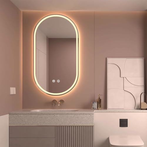 Miroir de salle de bain ovale à LED 60x90cm intensité variable