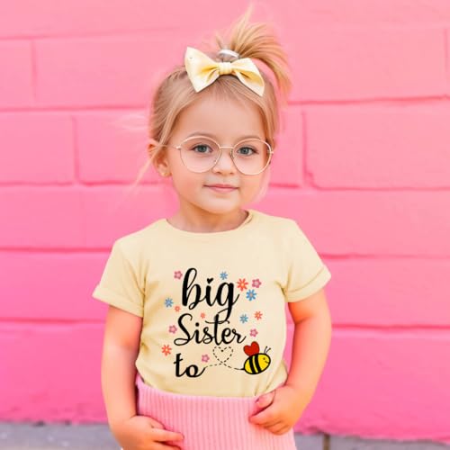 Geoyune Toddler Girls Big Sister to Be Shirts for Pregnancy Announcement Baby Girls Big Sister T-Shirt Baby Kids Summer Tees Outfits 1-2T