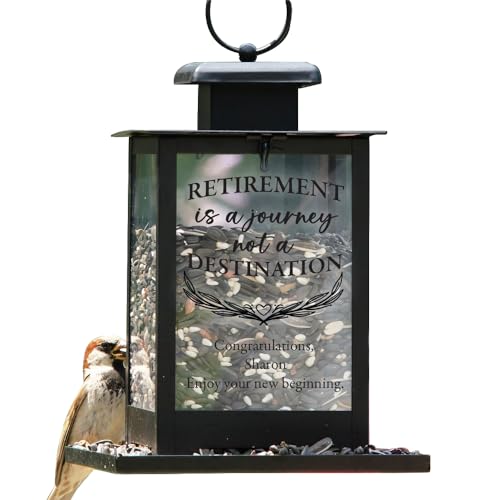 Personalized Bird Feeder, Metal Bird Feeder with Hook, Custom Decorative Bird Feeder, Retirement is a Journey