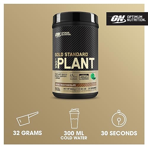 Optimum Nutrition Gold Standard 100% Plant Based Protein Powder for Men and Women, Vegan Protein Shake Powder, Post Workout or anytime throughout the day, Chocolate Flavour, 20 Servings, 684g - Image 5
