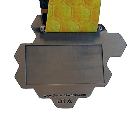 Decade Awards Spelling Bee Honeycomb Medal - With Honeycomb Designed Neckband - Die Cast Metal (Silver) #TOP2