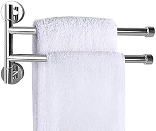 PHOEWON Swivel Towel Rail Chrome Stainless Steel Bath Rack Wall Mounted Towel Rack Holder with 2 Swivel Bars, Swing Towel Holder for Kitchen, Bathroom, Toilet