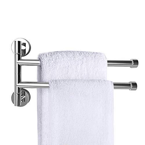 PHOEWON Portasciugamani girevole in acciaio inox cromato, da parete, con 2 barre girevoli, porta asciugamani oscillante per cucina, bagno, WC