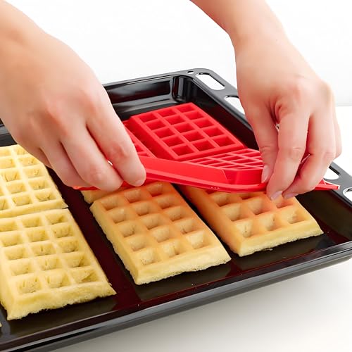 Waffle Mold, Gasusen 3PCS Rectangle and Heart Shaped Silicone Waffle Mold Set, Large Waffle Maker Baking Tray Pan Molds for DIY Waffle Cake Candy Chocolate Making - Thumbnail 6