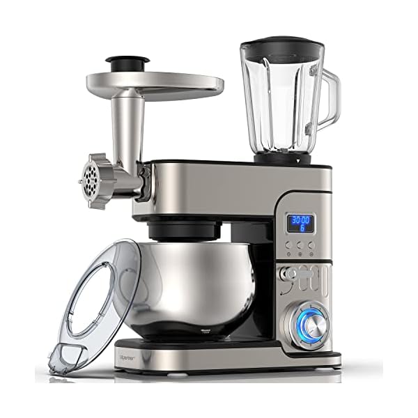 6-IN-1 Stand Mixer, 1200W LCD Display Kitchen Electric Mixer, 6.5QT Stainless Steel Bowl Mixer, Multi-Function Kitchen Mixer With Dough Hook, Whisk, Beater, Meat Grinder, Blender, Splash Guard 6-IN-1 Stand Mixer, 1200W LCD Display Kitchen Electric Mixer, 6.5QT Stainless Steel Bowl Mixer, Multi-Function Kitchen Mixer With Dough Hook, Whisk, Beater, Meat Grinder, Blender, Splash Guard