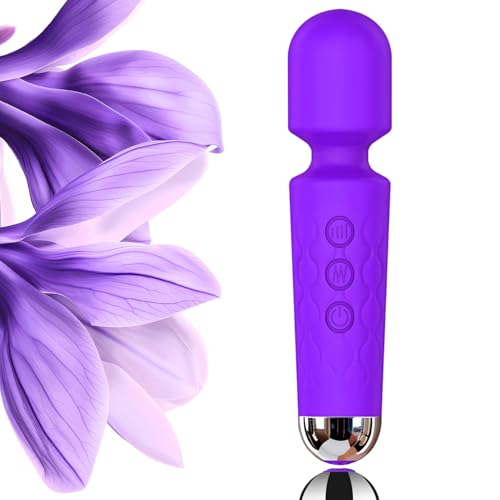 KELITE Personal Massager Wand 8 Speeds 20 Modes Handheld Vibration Cordless Portable Waterproof Massager Quiet Mini for Muscle Aches Back Pain & Sports Recovery for Women (Purple)