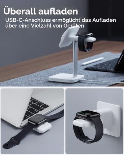 ESR Tragbares Ladegerät, Zertifiziert, klein & tragbar, Abdeckung, schnelle magnetische USB-C-Aufladung für Apple Watch Ultra… – Ansicht 5