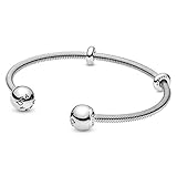 Pandora Jewelry Snake Chain Style Open Bangle Sterling Silver Bracelet, 6.9'