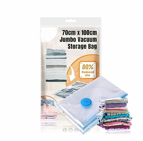 Vacuum Bag Heavy Duty Space Saver Bag Jumbo Reusable Storage Bag Compression Pack Reducing 80% Household Travel Organization Ideal For Clothes Bedding Pillows Blankets Home Accessory 70x100cm (1Pc)