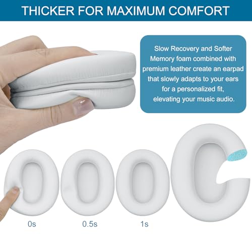 Almohadillas para Sony WH-CH700N / WH-CH710N / WH-CH720N / WH-XB900N - Blancas | Repuesto de almohadillas con cuero protein suave y espuma viscoelástica miniatura 4