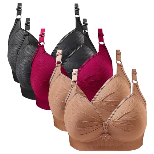 vejtmcc Sujetador de encaje sexy para mujer con botones en la parte posterior, copas moldeadas, correa de hombro ajustable, conjunto de ropa interior de gran tamaño para mujer, marrón, XXL