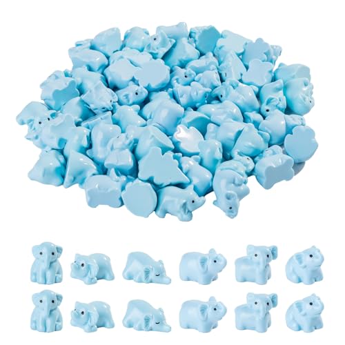 Teenzee 60 pcs Mini Resin Elephant Many Styles Variety Tiny Animals Figures Miniature Little Small Animal Figurines Bulk for Micro Fairy Garden Landscape Accessories Hide Crafts Decor Aquarium