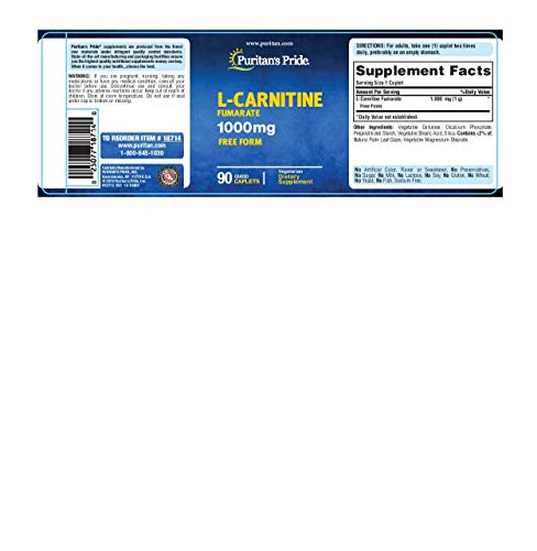 Puritan's Pride L-Carnitine Fumarate 1000 Mg-90 Caplets #TOP1