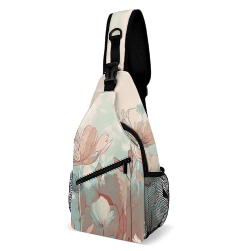 Sac à dos à bandoulière de voyage blanc sac de poitrine style dessin anti-encombrement