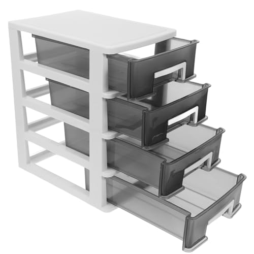 Cabilock Household Plastic Drawer Storage Box Four Layer Multifunction Organizer with Transparent Black Design for Home and Office Use Space Saving for Neat and Orderly Spaces