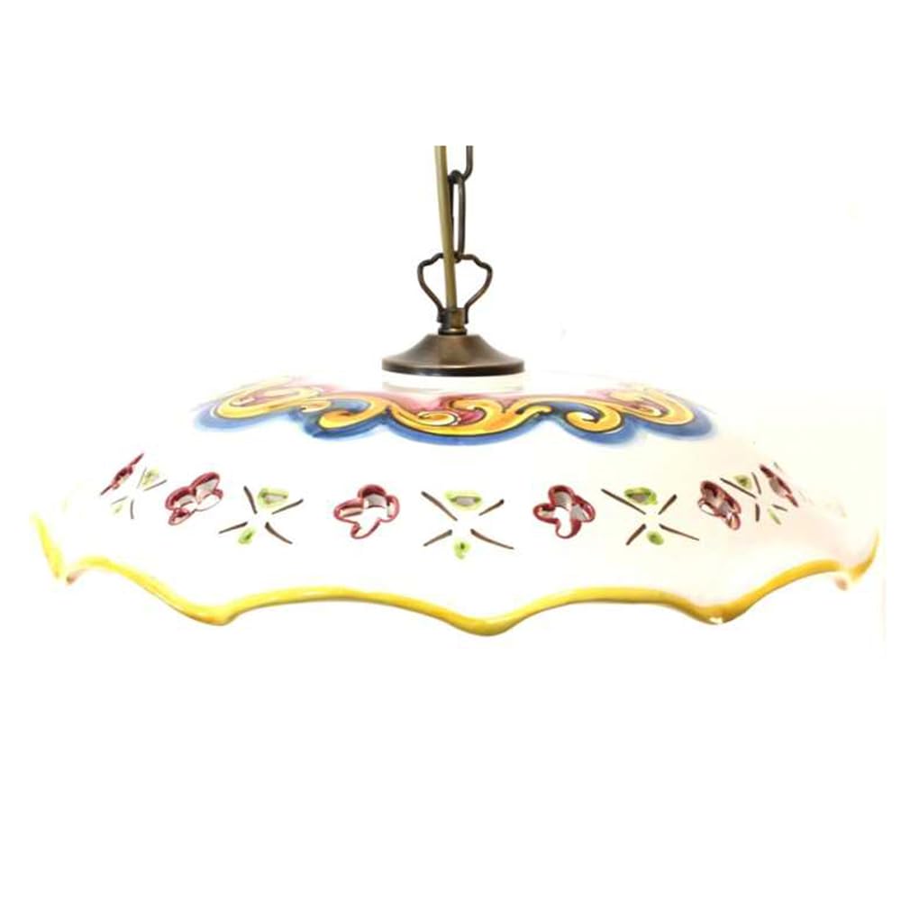 Generico Lampadario a sospensione in ceramica siciliana artigianale con catena per cucina, sala da pranzo Candida-40