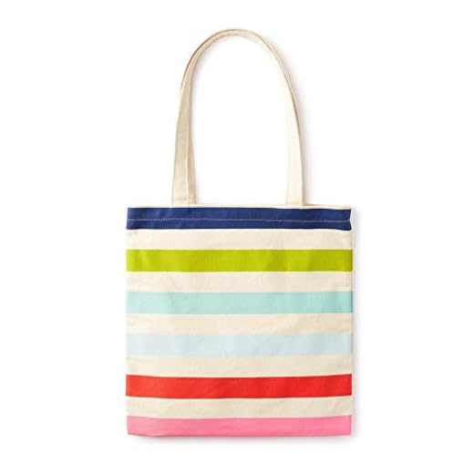 Kate Spade New York Canvas Tote Bag for Women, Cute Tote Bag for Work or Teacher, Canvas Beach Bag, Book Tote with Pocket, Candy Stripe
