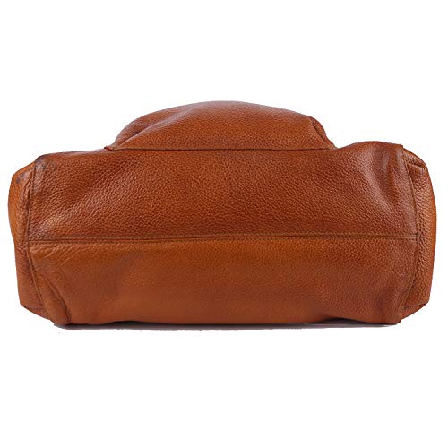 Image of Green Hide Zenya Genuine Leather Ladies Shoulder Side Bag Large Capacity Tan Brown Colour Classic Design Casual Formal Tote Handbag Double Top Handle Hobo Girls Women Purse for Travel Office