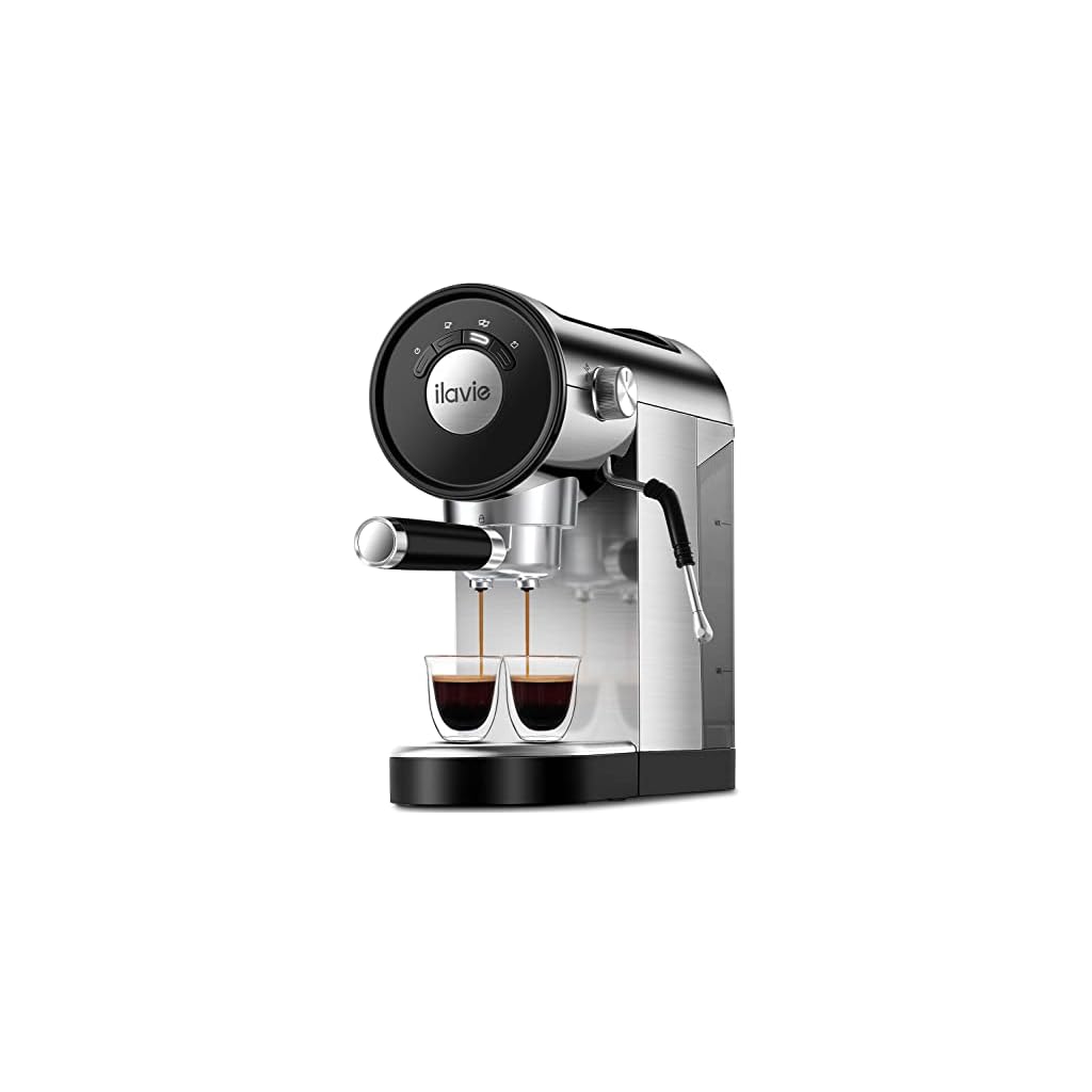 ILAVIE-Espresso-Coffee-Machine-with-Steamer-20-Bar-Espresso-Maker-with-Milk-Frother-Steam-Wand-Espresso-and-Cappuccino-Maker-Easy-to-Use-at-Home-Stainless-steel-1250W