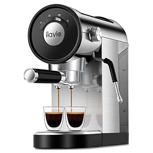 ILAVIE Espresso Coffee Machine with Steamer, 20 Bar Espresso Maker with Milk Frother Steam Wand, Espresso and Cappuccino Maker, Easy to Use at Home, Stainless steel, 1250W
