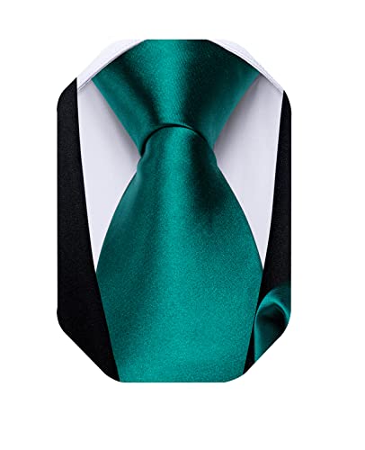 DiBanGu Mens Solid Color Ties Formal Satin Turquoise Necktie and Pocket Square Set Wedding