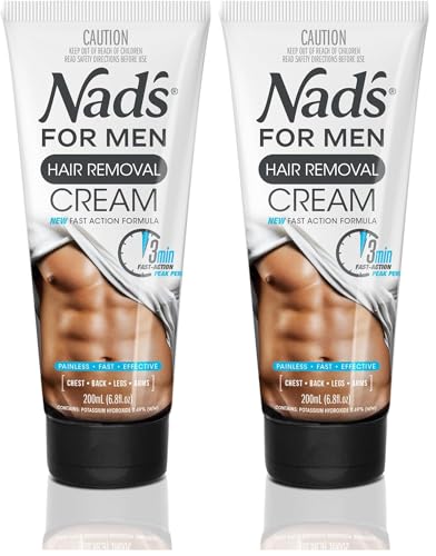 Nad's Men's Depilatory Cream for Coarse Hair | Body Hair Removal | Soothing Formula | 6.8 Oz | Pack of 2