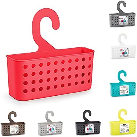 Plastific Hanging Shower Basket Bathroom Caddy Basket Organizer Kitchen or Bathroom Storage Shower Caddy Plastic Wall Toiletry Washroom Shower Organizer (Silver, 26 x 8 x 24 cm)