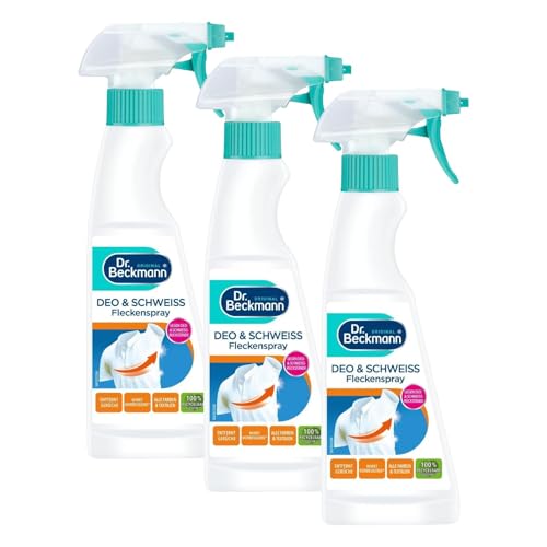 Dr. Beckmann Fleckenspray Deo & Schweiß | Spezialfleckentferner gegen Deo- und Schweißflecken | 250 ml (Packung mit 3)