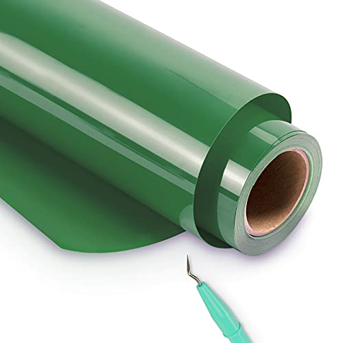 HTVRONT Green HTV Heat Transfer Vinyl Roll- 12  x 25ft Green HTV Vinyl for Shirts - Easy to Cut & Weed Green Iron on Vinyl for Clothes(Green)