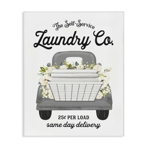 Stupell Industries 'Antique Laundry Service Truck White Floral'| Canvas Art