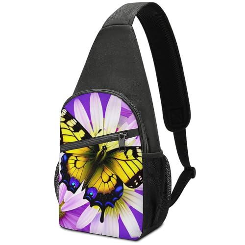 Bolso bandolera deportivo con diseño de mariposa y flores miniatura 1