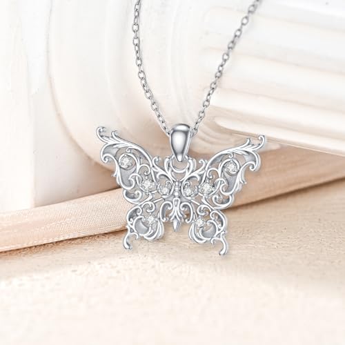 Diamond Butterfly Pendant Necklace for Women 925 Sterling Silver Lab Grown Diamond Jewelry Gifts for Loved Ones2
