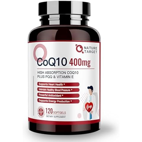 NATURE TARGET CoQ10-400mg Plus PQQ with Vitamin E & Organic Olive Oil Cover