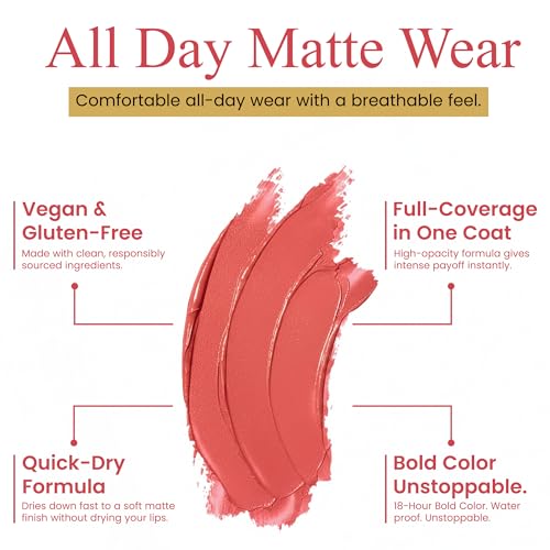 Image of Matte Lipstick & Lip Liner Set for Women - Boujee Shade - Long-Lasting Waterproof 2-in-1 Lip Kit - Smudge-Proof Liquid Lipstick with Precision Liner, Enriched with Vitamin E & Shea Butter