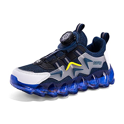 Zapatillas deportivas de malla transpirable para niños y niñas, para correr, al aire libre, ligeras, de baloncesto, antideslizantes, para caminar, Blue, 38 2/3 EU