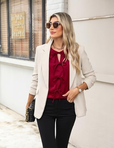 Blooming Jelly Women's Dressy Casual Blouses Business Work Tops Tie Front Long Sleeve Shirts 2025 Fall Outfits3