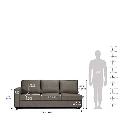 Image of Wakefit Sofa Set | 3 Year Warranty | Sofa 3 Seater, 3 Seater Sofa for Living Room, Wooden Sofa Set, Sofa Set 3 Seater + Right Aligned - Napper(Omega : Grey)