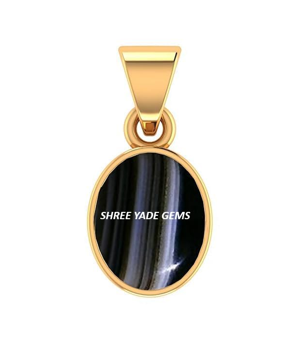 shree yade gems 10.25 Ratti 9.35 Carat Black Sulemani Hakik Gold Plated Pendant Natural Sulemani Hakik/Hakeek Locket for Women's and Men's (AZ0431)-picture-17
