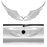 Dickno 2PCS Angel Wings Car Stickers, 3D Alloy Metal Angel Hawk Eagle Wings Emblem Badge Decal, Anti-Collision Auto Body Logo Sticker, Universal Vehicle Exterior Decor Accessories (Silver)