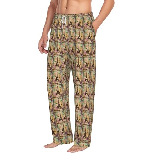 Pantalon de pyjama homme Tour Eiffel en coton doux pour la nuit - 3