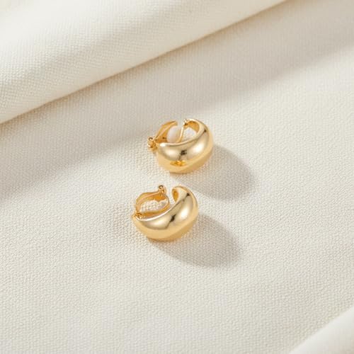 Aretes de clip dorados 16K para mujer miniatura 6