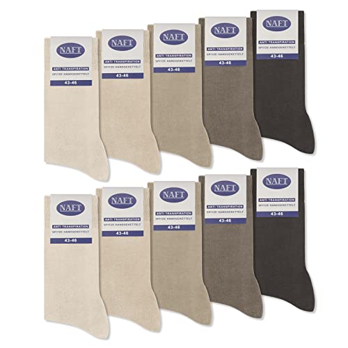 sockenkauf24 10 paires de chaussettes habillées pour femmes et hommes 100% coton sans couture et sans bandes élastiques désagréables (39-42, 6 x Beige | 2 x Vert olive | 2 x marron) Cover