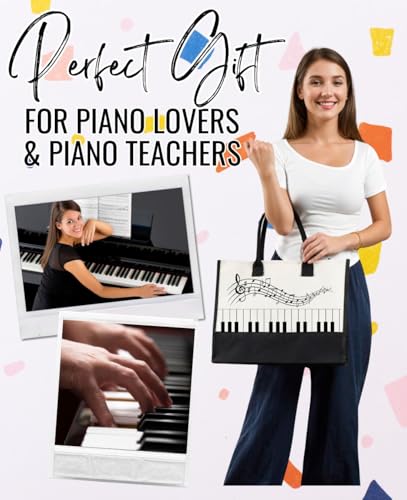 Bolsa Tote de Lona para Mujer con Diseño de Piano miniatura 6