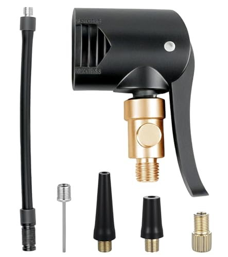 TAKONE Fahrradventil Französisch Kompressor Adapter Set – Autoventil Hebelstecker Messing mit Reifenfüller Schlauch, Ventiladapter für Fahrrad, Auto, Motorrad, Ballpumpe & Bosch Easy Pump Zubehör