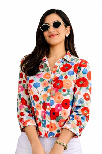 Image of Women's Ombre Pink Casual Shirt for Women | Full Sleeve Stylish Western Top | Soft Regular Fit Button Down Shirt for Girls & Women