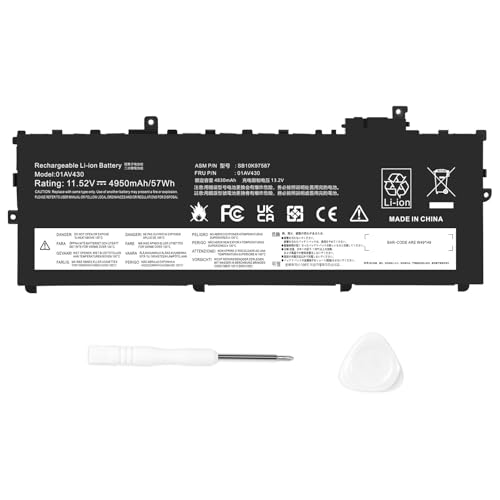 Image of ASUNCELL 11.52V/57Wh 01AV430 Laptop Battery for Lenovo ThinkPad X1 Carbon 5th Gen 2017 6th Gen 2018 Series, Lenovo ThinkPad X1 Carbon G5 2017 G6 2018 Series, 01AV429 01AV430 01AV431 01AV494