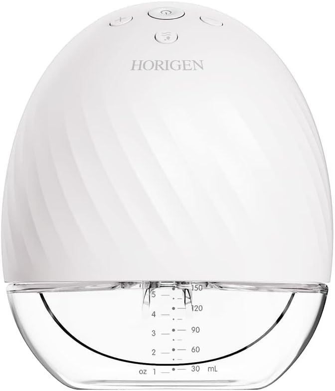 Horigen Wearable Breast Pump, 2 Modes & 5 Levels Portable Wireless Electric Breast Pump, Convenient for Feeding, Low Noise Painfree, Hands-Free Silicone Breast Pump (White)